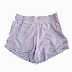 Lululemon Hotty Hot High-Rise Gym Running Shorts Lavender Lace Trim Size 8 Lined